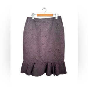 Marlowe made in Italy purple Peplum Skirt Floral print wool blend trumpet